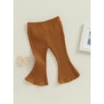 thumbnail image 3 of Bagilaanoe Newborn Baby Girl Flare Pants Solid Color Ribbed Trousers 3M 6M 9M 12M 18M 24M Infant Elastic Waist Fall Bell Bottom Casual Leggings, 3 of 7
