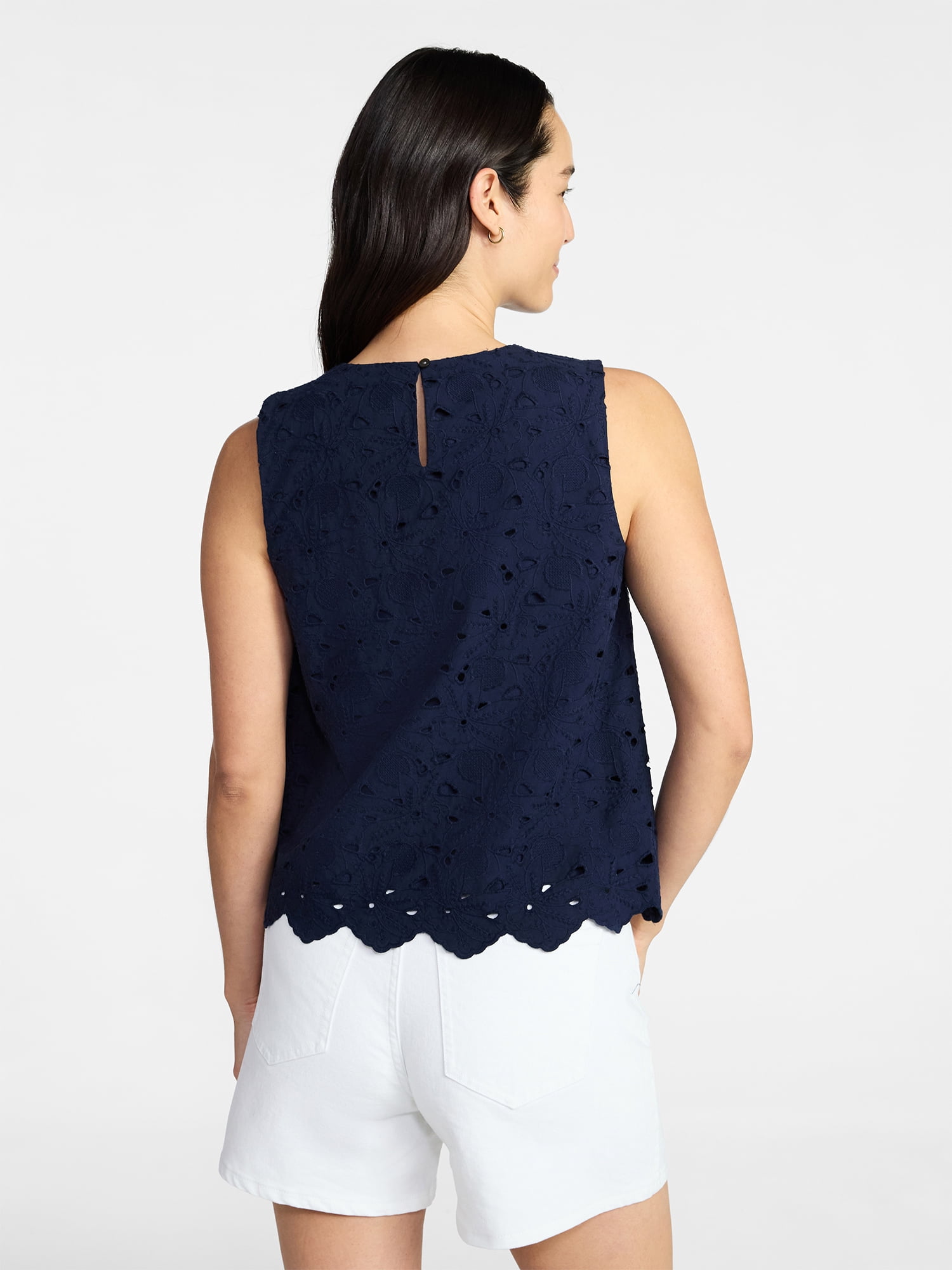 Time and Tru Women's and Women's Plus Sleeveless Cotton Eyelet Top, Sizes XS-4X