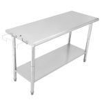 TEQIN Stainless Steel Table Prep & Work Table,NSF Heavy Duty Commercial with Undershelf and Backsplash Prep Worktable for Restaurant Kitchen Home and Hotel