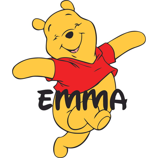 Happy Winnie the Pooh Cute Cartoon Customized Wall Decal - Custom Vinyl  Wall Art - Personalized Name - Baby