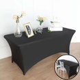 thumbnail image 3 of Efavormart 6FT Black Open Back Stretch Spandex Table Cover, Rectangular Fitted Tablecloth, 3 of 11