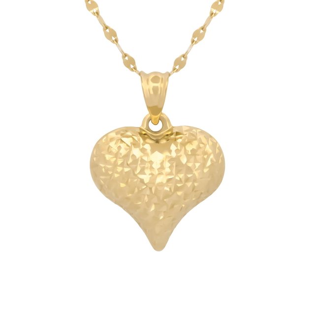 Cadena Gargantilla Corazón Facetado 1.3 cm Casa del Anillo Oro Amarillo 10K 45 cm 0.7 gr