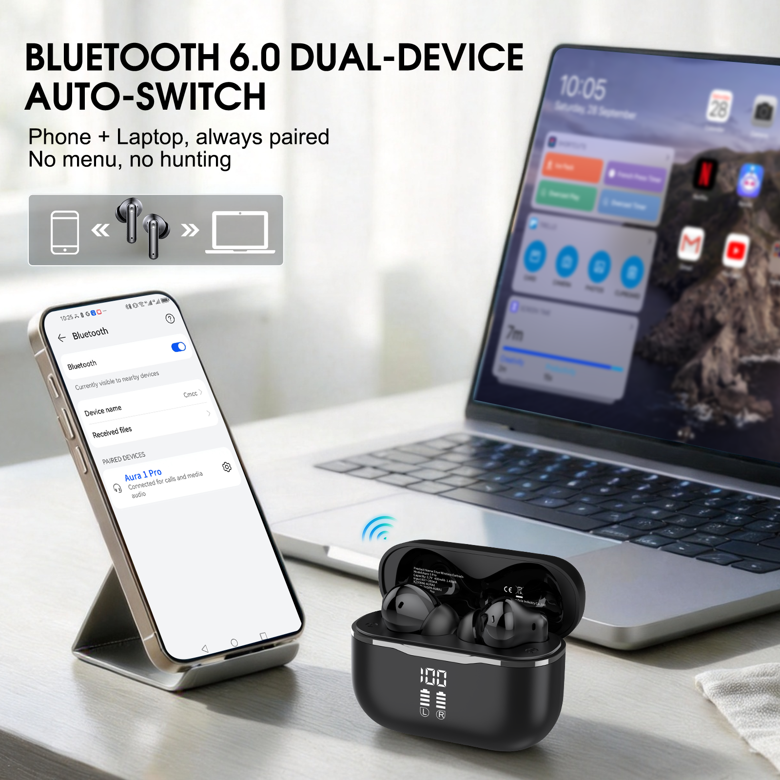 Geryst Aura 1 Wireless Earbuds with 55dB ANC, 60H Battery photo 6