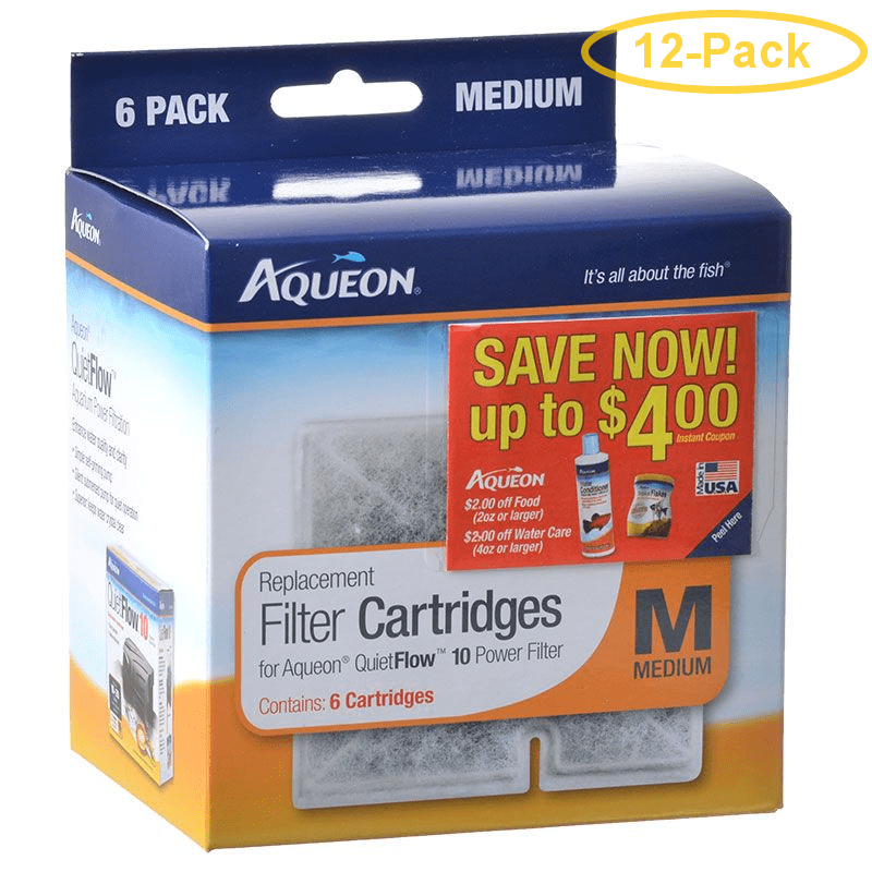 Aqueon QuietFlow Replacement Filter Cartridge Medium (6 Pack) Pack of
