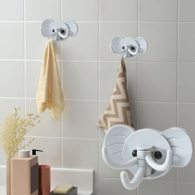 Gancho de pared con forma de elefante | Percha adhesiva sin dejar marcas con ganchos giratorios | Organizador de almacenamiento para el hogar, la cocina y el baño