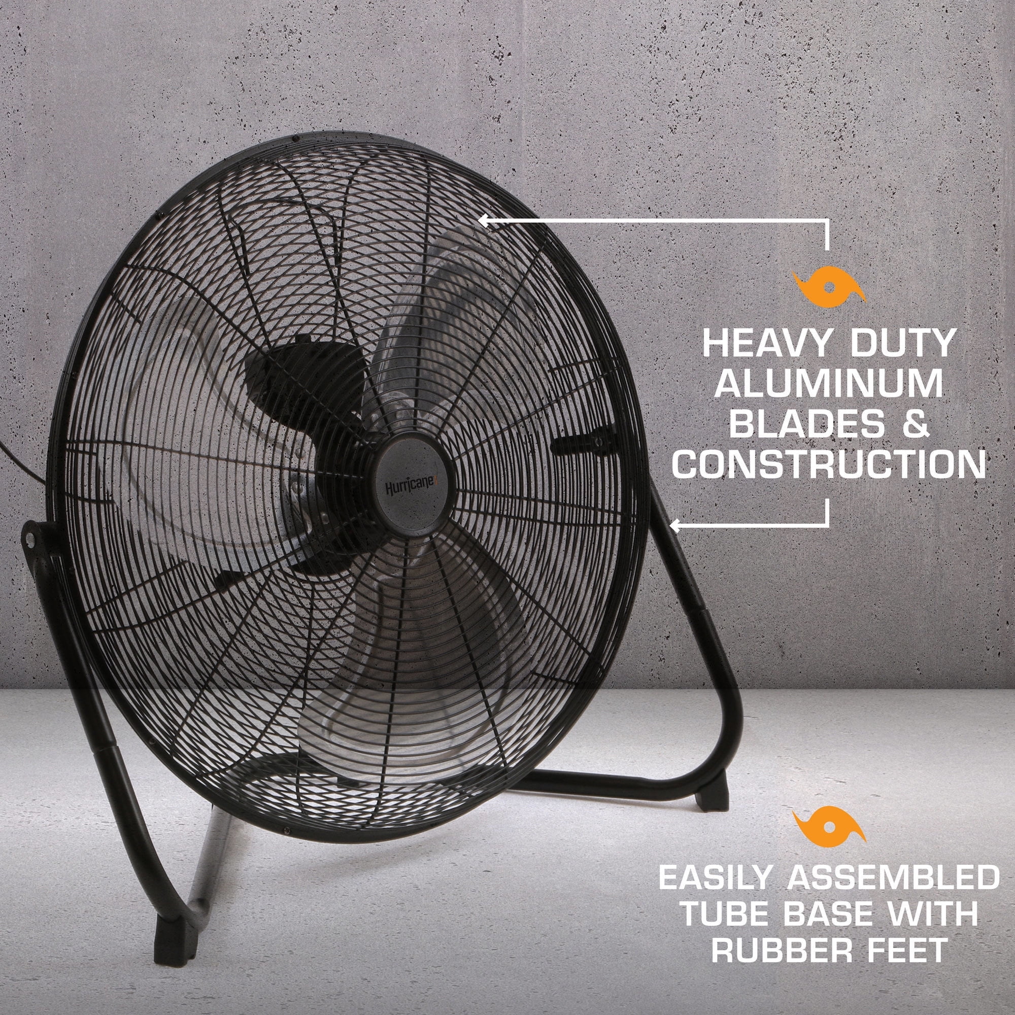 Hurricane Pro 20 Inch 3 Adjustable Speed High Velocity Metal Fan, Black