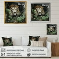 thumbnail image 4 of Designart "Jungle Lion in Grey and Green" Animals Framed Wall Art - Traditional Grey Lion Entryway Framed Wall Art Print, 4 of 6