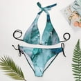 thumbnail image 4 of Marble Pattern Blue Gold 2 Piece Set Swimwear Adjustable Bikini Summer Party Beach Triangle Bathing Suit Tie String Thong, 4 of 5