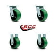 thumbnail image 2 of 5 Inch Green Poly on Cast Iron Caster Set with Roller Bearings 2 Swivel 2 Rigid, 2 of 2