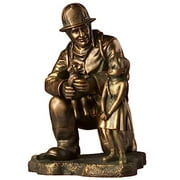 The Bradford Exchange 'Heroes with Heart' Collection Delivered from Danger Firefighter Sculpture Inspirational Hand-Crafted Cold-Cast Bronze Figurine 7.5-inches