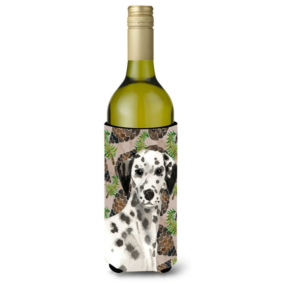 Carolines Treasures BB9590LITERK Dalmatian Pine Cones Wine Bottle Beverge Insulator Hugger  Wine Bottle multicolor