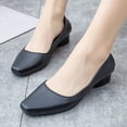 thumbnail image 2 of Dakaela Women Mary Jane Shoes Low Chunky Heel Dress Loafers Square Toe Nurse Work Walking Flats Black 6.5, 2 of 7