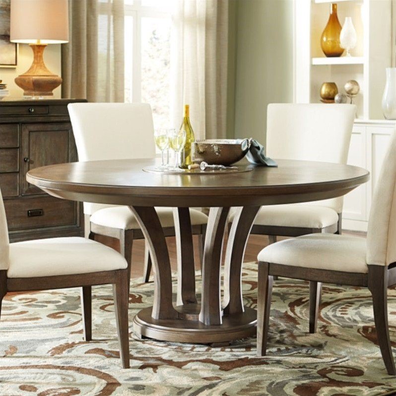 American Drew Park Studio 62" Round Wood Dining Table in Taupe