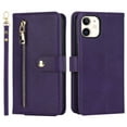 thumbnail image 3 of ELEHOLD Luxury Wallet Case for iPhone 11 (6.1") Card Slots Zipper Purse Stand Function with Crossbody Strap Wrist Strap PU Leather Shockproof Case for iPhone 11,Purple, 3 of 7