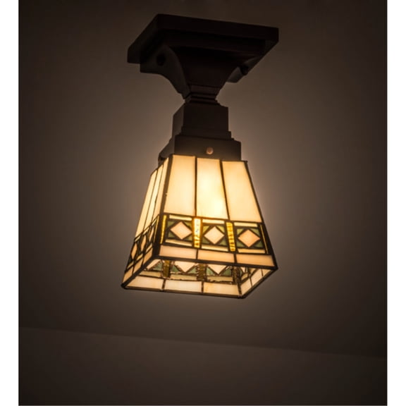 Meyda Tiffany 185602 Diamond Band Mission 7" Wide Semi-Flush Downward Ceiling Fixture -