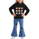 thumbnail image 1 of Conjunto de sudadera con capucha de manga larga para niños, estampado de patchwork, cuello redondo, manga larga y pantalones acampanados casuales con cintura elástica, conjunto relajado, conjunto de p, 1 of 8