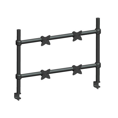 Adjustable Tilting QUAD Desk Mount Bracket for LCD LED (Max 33Lbs, 10~23inch) - Black