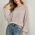 thumbnail image 2 of CHGBMOK Women's Long Sleeve Knit Sweaters Crew Neck Tunic Tops Fall Casual Pullover Balloon Sleeve Blouses, 2 of 8