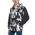 thumbnail image 2 of Picia Floral Cow Silhouette Pattern Youth Hoodie - Warm Pullover Sweatshirt with Kangaroo Pocket, Ideal for Boys and Girls-Large, 2 of 6