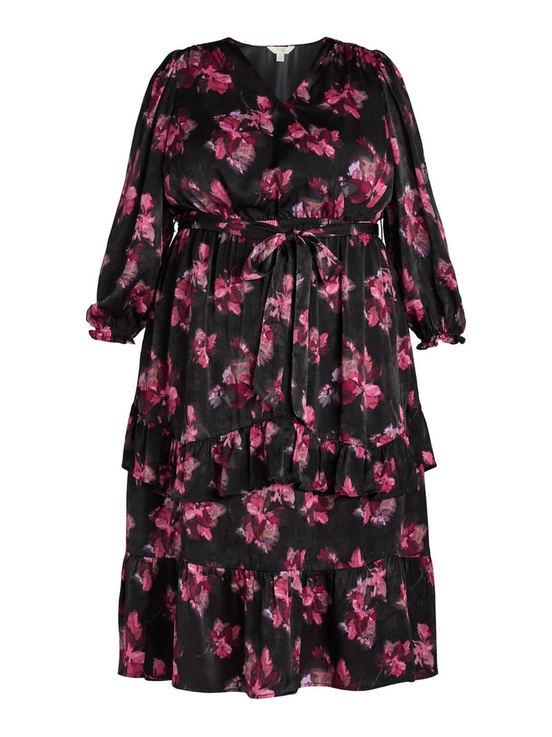 Terra & Sky Women's Plus Size Surplice Maxi Dress, 0X-5X - Walmart.com