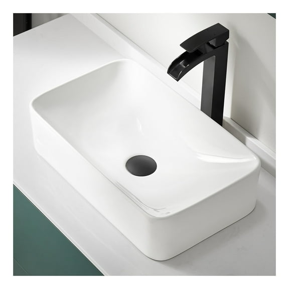 Aria Series 22 in. Ceramic Rectangular Vessel Bathroom Sink Basin in White