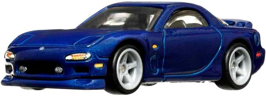 Hot Wheels Premium Ronin Run Mazda RX7 Set, '95 Blue and FC Pandem White, Die-Cast Metal Cars, 1/5 and 5/5