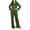 Army Green, variant on Satin Pajamas for Women Plush Trim Long Sleeve Button Down Shirt and Pants Sleep Set Heart Print Silk Pjs Set