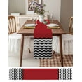 thumbnail image 3 of ERUNPONLY Black White Chevron Table Runner - 70 Inch Long Geometric Red Sea Wavy Striped Cotton and Linen Blended Dress Scarves Farmhouse Table Runner for Kitchen Dining, Coffee Table, 13" x 70", 3 of 8