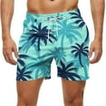 thumbnail image 2 of hlysgo Mens Hawaiian Swim Shorts Trendy Palm Tree Printed Board Shorts no Liner Summer Travel Swim Trunks Quick Dry Bathing Suits Light Blue M, 2 of 6