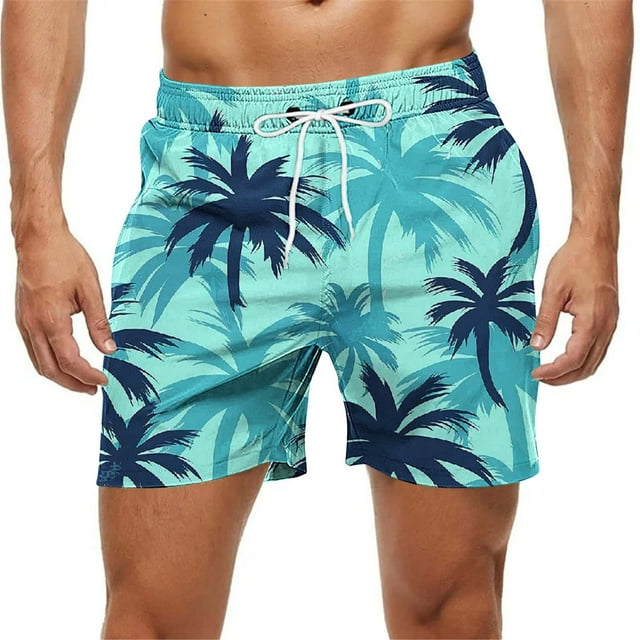 Kakii Men's Swim Trunks Hawaiian Bathing Mesh Lining Suit Swimsuits Beach Shorts with Pockets
