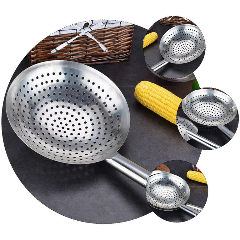 Stainless Steel Frying Oil Strainer Spoon Mesh Food Colander Spoon Noodles  Strainer Kitchen Tool for Potatoes Chips French Fries (16cm)