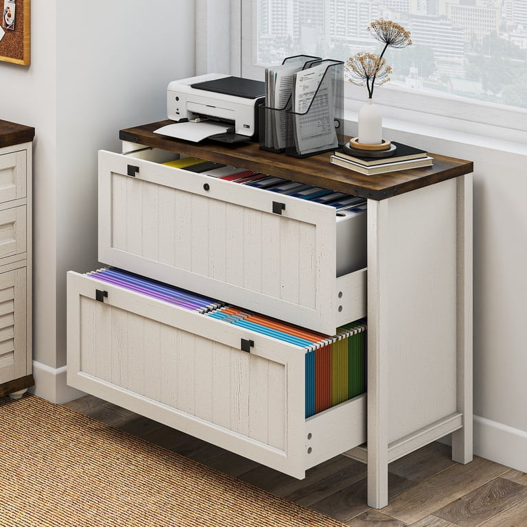 FIAKOA 2-Drawer Lateral File Cabinet with Lock, Farmhouse photo 6