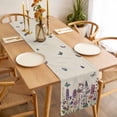 thumbnail image 3 of Purple Flowers Table Runner - 90 Inch Long, Kitchen Dining Table Runner Dresser Scarves, Spring Butterflies Lavender Daisy Beige Farmhouse Decor for Coffee Tables Wedding Party Banquet, 3 of 8