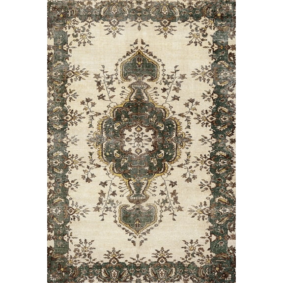 Green Oriental Area Rugs for Living Room Washable Rugs Boho Moroccan Area Rug Soft Neutral Geometric Bohemian Carpet Distressed Indoor Rug for Bedroom Dining Room Office Foldable Nonslip Rug