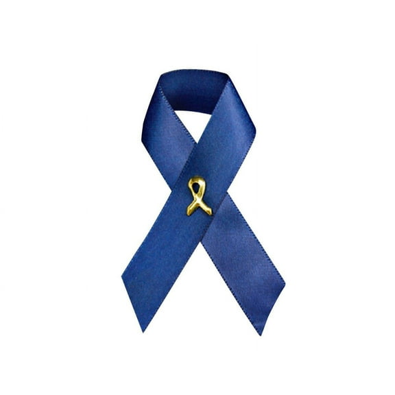 Rectal Cancer Awareness Blue Satin Ribbon Pins