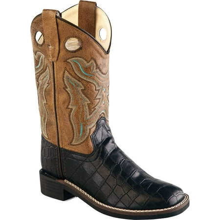 

Old West Children All Over Leatherette Material Broad Square Toe Boots