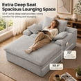 thumbnail image 3 of SESSLIFE 65" Oversized Chaise Lounge Chair Indoor, Corduroy Boneless Sofa Bed with Wide Armrest 3 Pillows, Upholstered Cloud Sofa Couches for Living Room, No Assembly Require, Light Gray, 3 of 7
