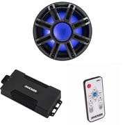 Kicker 48PXA6001 Weatherproof Powersport Mono Amp & 12" 4 Ohm Premium Marine Subwoofer (Charcoal Grill ) Includes LED Remote