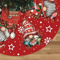 Christmas Tree Skirt Red Tree Skirt Glitter Gnomes Snowflake Xmas Winter Tree Skirt 48 Inch for Red Christmas Indoor Outdoor Decorations