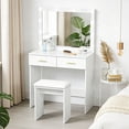 thumbnail image 3 of White Vanity Desk Set with LED Mirror & Stool - Modern Makeup Table for Bedroom - 31.5” Wide, Spacious Storage, Elegant Dressing Table, 3 of 7