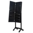 Black Adjustable Full Length Mirror Wooden Floor Standing 4Layer Shelf