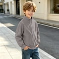 thumbnail image 7 of Boys Girls Corduroy Jackets Solid Color Zipper Long Sleeve Stand Collar Outerwear Kids Fall Winter Trendy Casual Outfits Gray 10-11 Years, 7 of 7