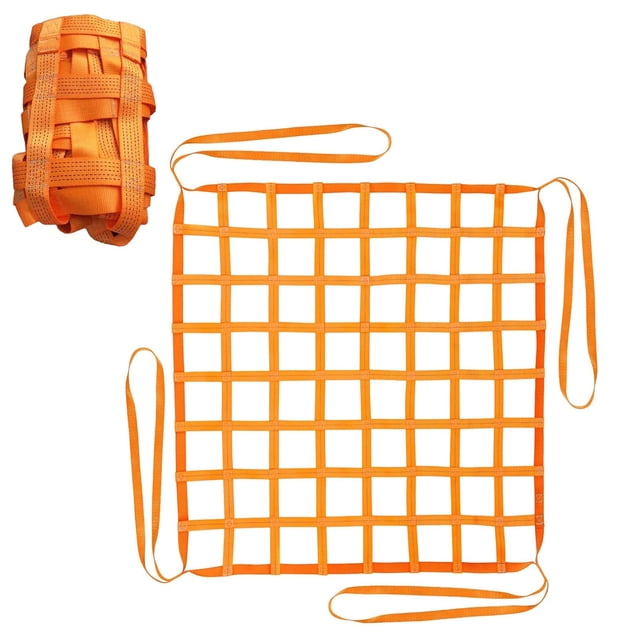 Safety Lifting Net Straps, Flat Nylon Sling Hoisting Net, 6.6' x 6.6'ft Cargo Lifting Nets, Lifting nets and Unloading Heavy Objects(Load:7800lbs) Sling Hoisting Net