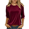 thumbnail image 2 of Aboser Ribbed Velvet Shirts for Women Long Sleeve Tops Solid Color Crewneck Pullover Top Loose Fit Casual Shirt Comfy Soft Plain Blouses, 2 of 6