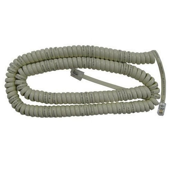 MIYAKO Coiled Telephone Cable - Phone Handset Cord - 25' FT White W/Hanger for Landline Phones