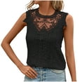 thumbnail image 4 of Lace Tank Tops for Women Sleeveless Round Neck Hollow-out Dressy Casual Blouses Cozy Elegant Summer Going Out Tees (L, Black), 4 of 7