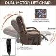 thumbnail image 5 of Recliners, Power Lift Dual Motor Infinite Position up to 350 LBS with Solid Wood Armrests, Heat & Massage | Walnut Brown | Chenille, 5 of 19