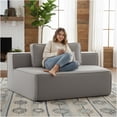thumbnail image 2 of JERFIT Modern Minimalist Teddy Fabric Accent Chair, Plush Single Seater Sofa with Back Cushions for Living Room, Apartment, Grey, 2 of 8