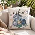 thumbnail image 6 of Summer Ocean Sea Shell Throw Pillow Covers, 17.7x17.7 Inch Love Lives Here Coastal Cushion Cases with Conch Starfish Coral Design for Holiday Seasonal Decor, 6 of 8