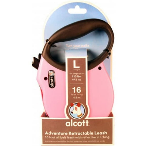Paws Alcott RLSH AA LG PK 16 ft. Retractable Leash, Pink - Large
